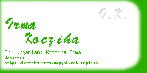 irma kocziha business card